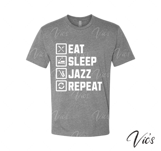 Eat, Sleep, Jazz, Repeat Icons Tee